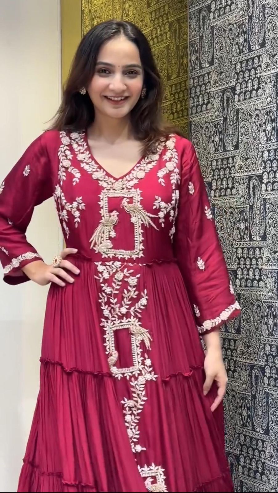 AK 252 Chinon Embroidery Digital Gown Wholesale Clothing Distributors In India